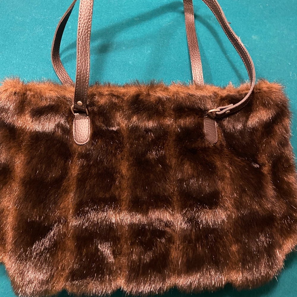 Donna Salyers Fabulous Furs tote. Faux mink. Brand new